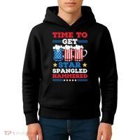 Funny 4th Of July Time To Get Star Spangled Hammered Kids Hoodie thumb 4