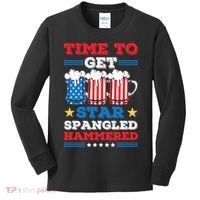 Funny 4th Of July Time To Get Star Spangled Hammered Kids Long Sleeve Shirt thumb 0