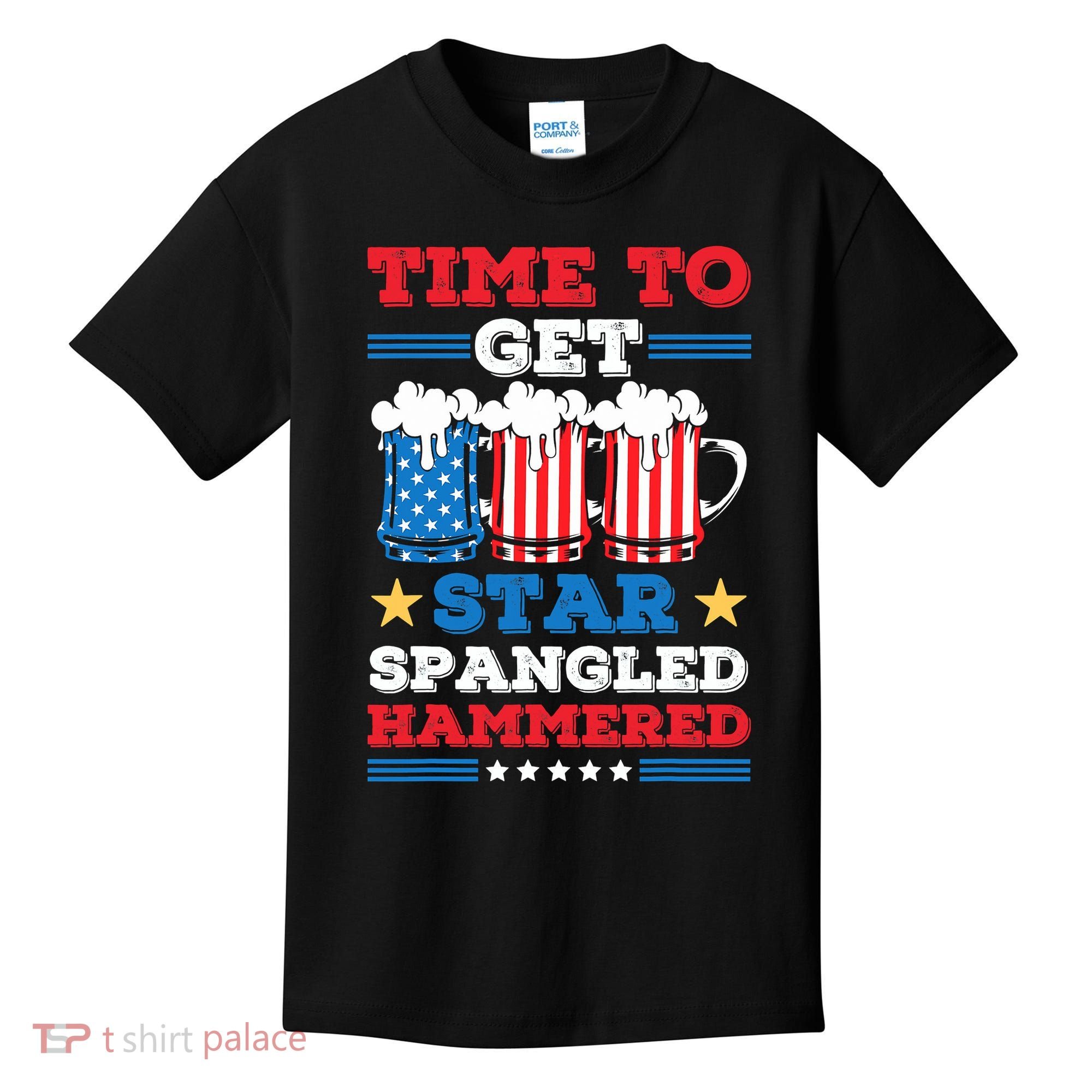 Funny 4th Of July Time To Get Star Spangled Hammered Kids T-Shirt