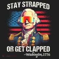 Funny 4th Of July Stay Strapped Get Clapped Washington Beanie thumb 2