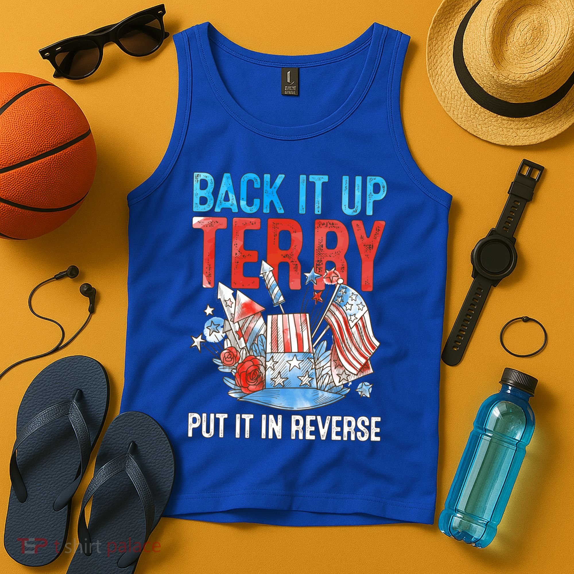 Funny 4th Of July Firework Back Up Terry Put It In Reverse Great Gift Tank Top