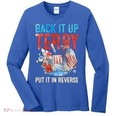 Funny 4th Of July Firework Back Up Terry Put It In Reverse Great Gift Women's Long Sleeve Shirt