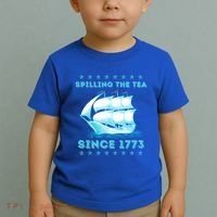 Fun 4th Of July Spilling The Tea Since 1773 History Teacher Gift Toddler T-Shirt thumb 2
