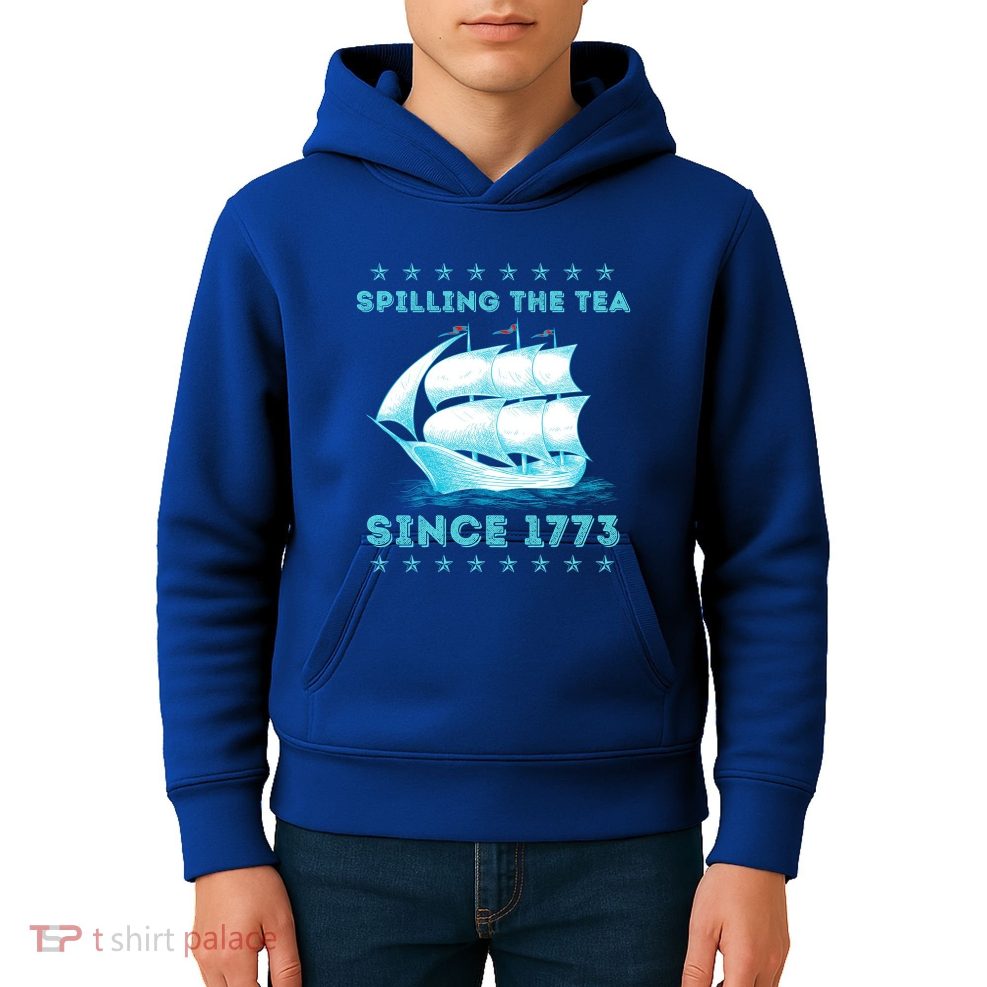 Fun 4th Of July Spilling The Tea Since 1773 History Teacher Gift Kids Hoodie