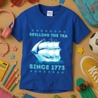 Fun 4th Of July Spilling The Tea Since 1773 History Teacher Gift Kids T-Shirt thumb 3