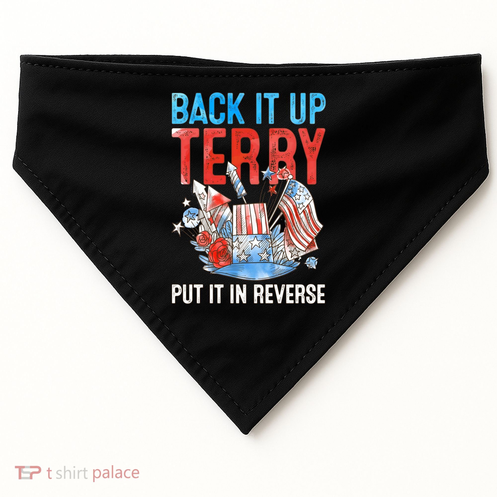 Funny 4th Of July Firework Back Up Terry Put It In Reverse Gift USA-Made Doggie Bandana