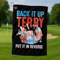 Funny 4th Of July Firework Back Up Terry Put It In Reverse Gift Golf Towel thumb 1