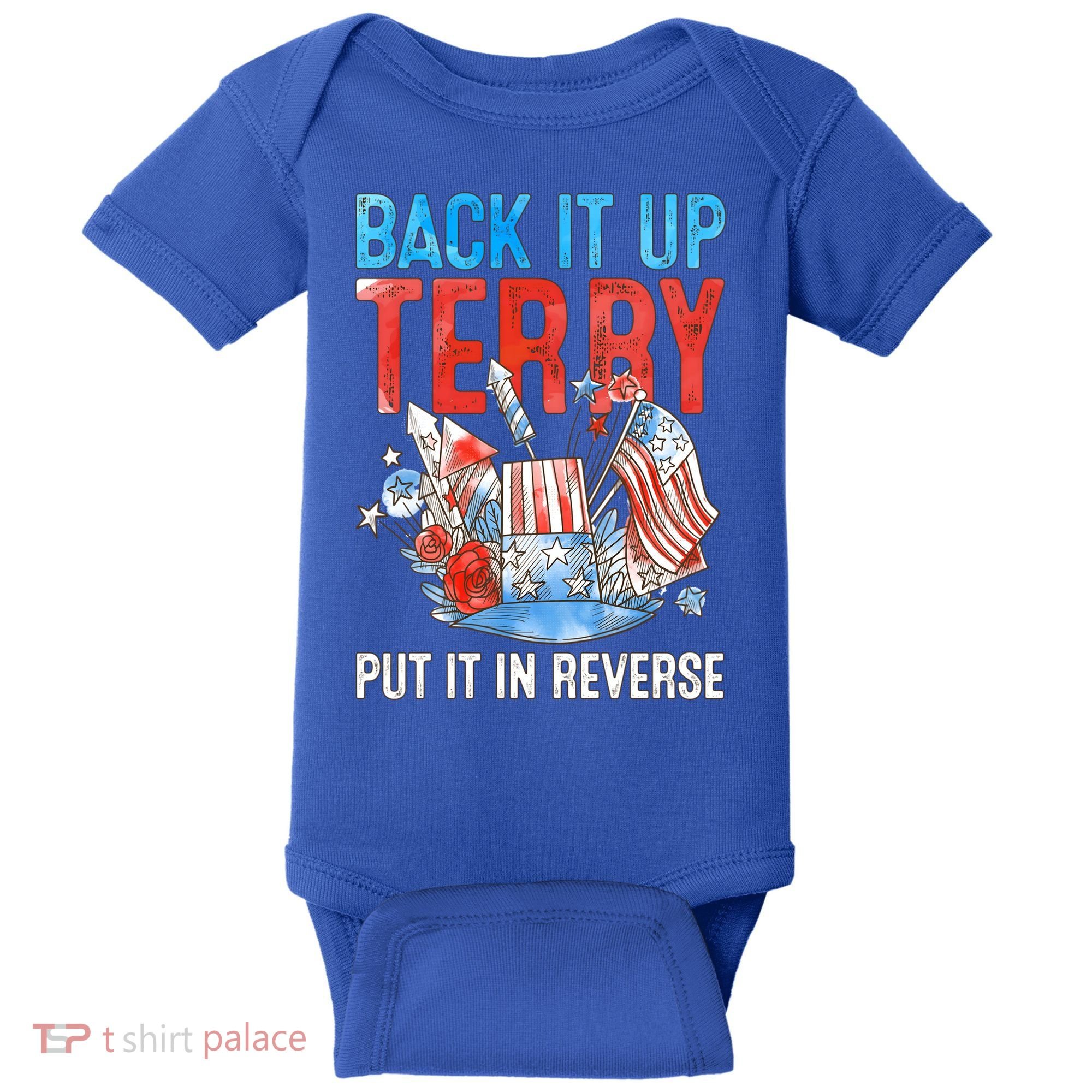 Funny 4th Of July Firework Back Up Terry Put It In Reverse Gift Baby Bodysuit