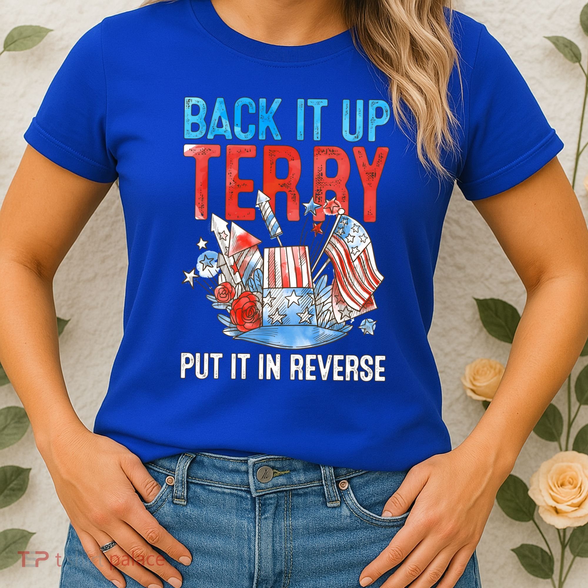 Funny 4th Of July Firework Back Up Terry Put It In Reverse Gift Women's T-Shirt