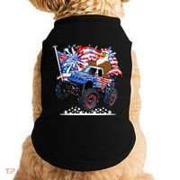 Funny 4th Of July Patriotic American Flag Monster Truck Eagle Doggie Tank thumb 0