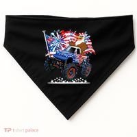 Funny 4th Of July Patriotic American Flag Monster Truck Eagle USA-Made Doggie Bandana thumb 0