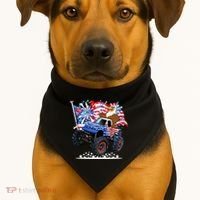 Funny 4th Of July Patriotic American Flag Monster Truck Eagle USA-Made Doggie Bandana thumb 1