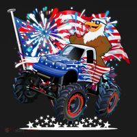 Funny 4th Of July Patriotic American Flag Monster Truck Eagle USA-Made Doggie Bandana thumb 2