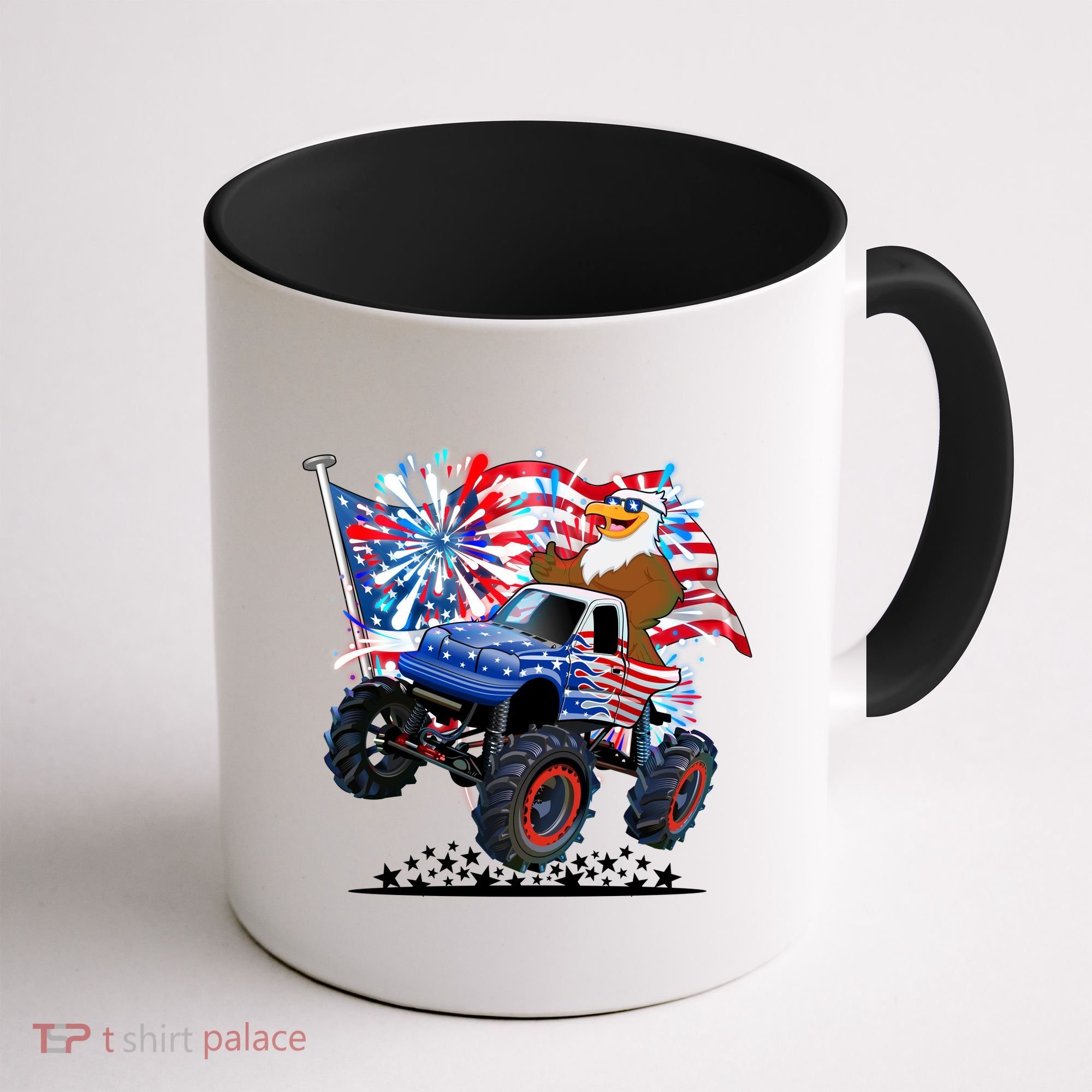 Funny 4th Of July Patriotic American Flag Monster Truck Eagle Coffee Mug