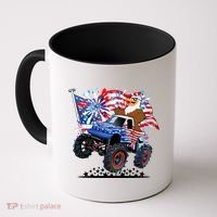 Funny 4th Of July Patriotic American Flag Monster Truck Eagle Coffee Mug thumb 0