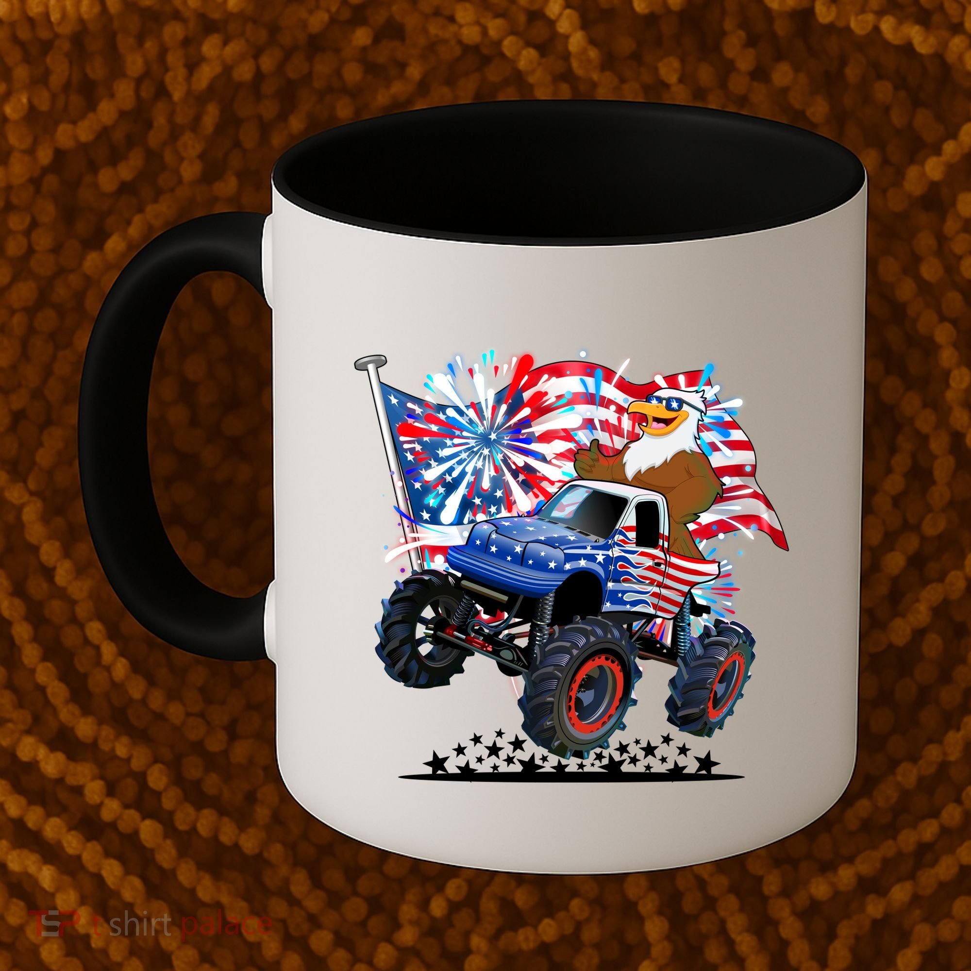 Funny 4th Of July Patriotic American Flag Monster Truck Eagle Coffee Mug