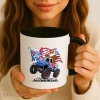Funny 4th Of July Patriotic American Flag Monster Truck Eagle Coffee Mug thumb 3