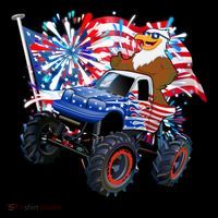 Funny 4th Of July Patriotic American Flag Monster Truck Eagle Coffee Mug thumb 5