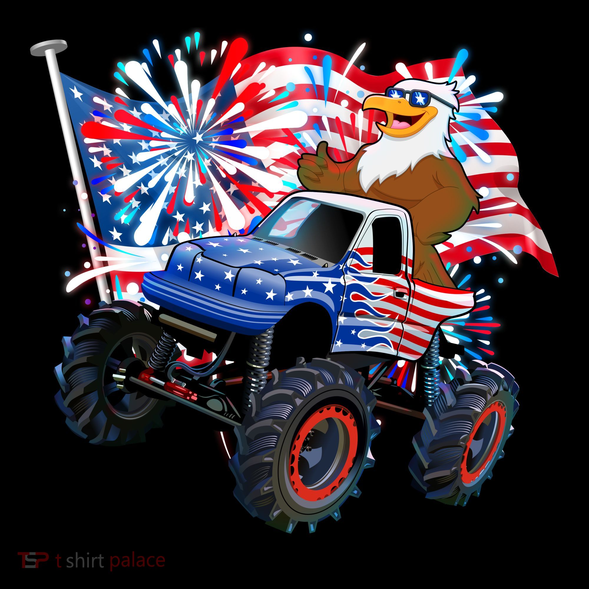 Funny 4th Of July Patriotic American Flag Monster Truck Eagle Coffee Mug