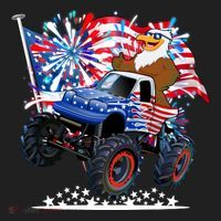 Funny 4th Of July Patriotic American Flag Monster Truck Eagle Beanie thumb 2