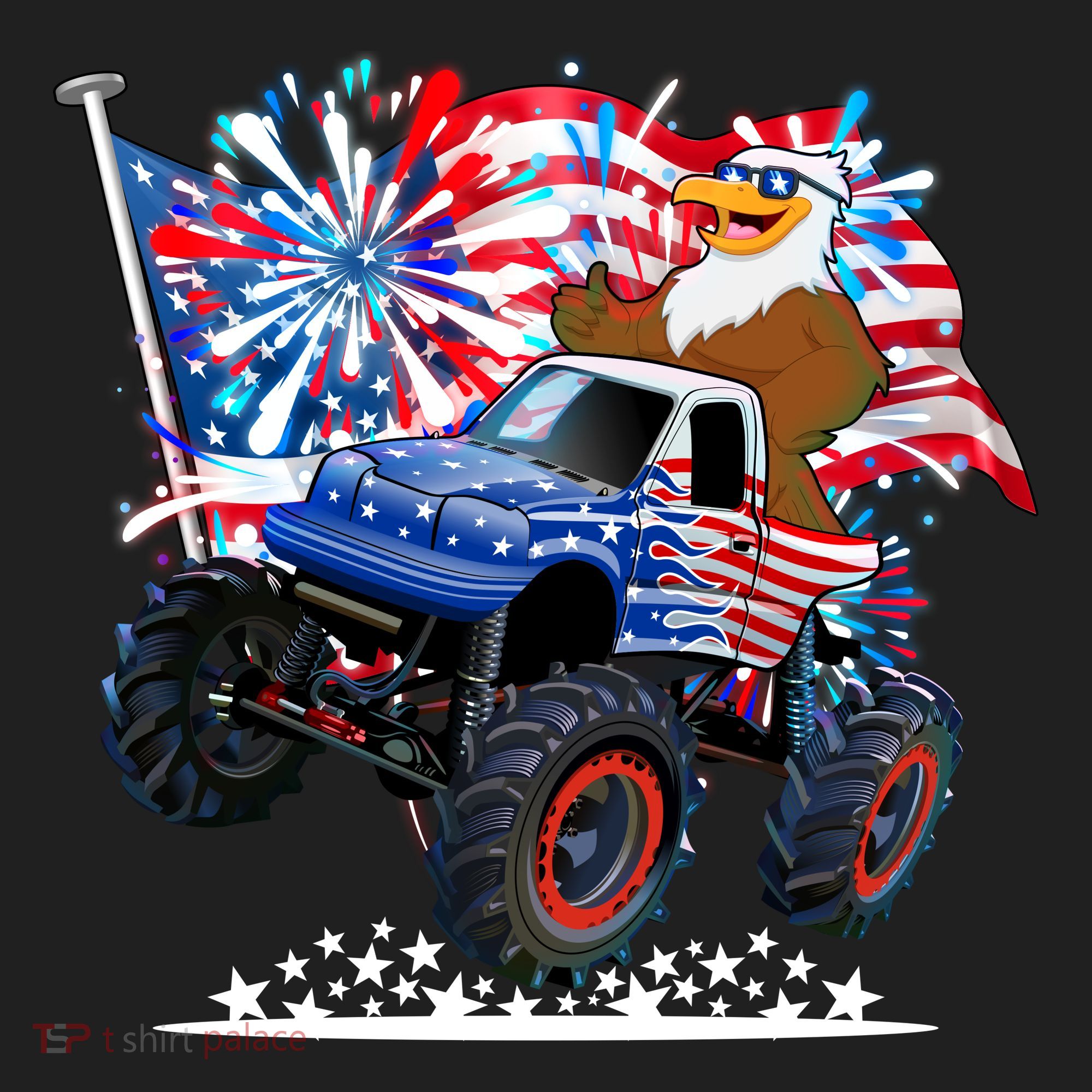 Funny 4th Of July Patriotic American Flag Monster Truck Eagle Beanie