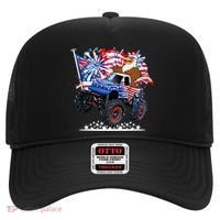 Funny 4th Of July Patriotic American Flag Monster Truck Eagle Hat thumb 0