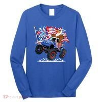 Funny 4th Of July Patriotic American Flag Monster Truck Eagle Long Sleeve Shirt thumb 0