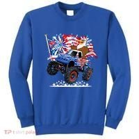 Funny 4th Of July Patriotic American Flag Monster Truck Eagle Sweatshirt thumb 0