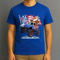 Funny 4th Of July Patriotic American Flag Monster Truck Eagle T-Shirt thumb 3
