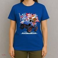 Funny 4th Of July Patriotic American Flag Monster Truck Eagle T-Shirt thumb 4