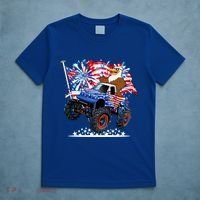 Funny 4th Of July Patriotic American Flag Monster Truck Eagle T-Shirt thumb 5