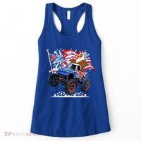 Funny 4th Of July Patriotic American Flag Monster Truck Eagle Women's Tank Top thumb 0