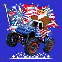 Funny 4th Of July Patriotic American Flag Monster Truck Eagle Women's Tank Top thumb 5