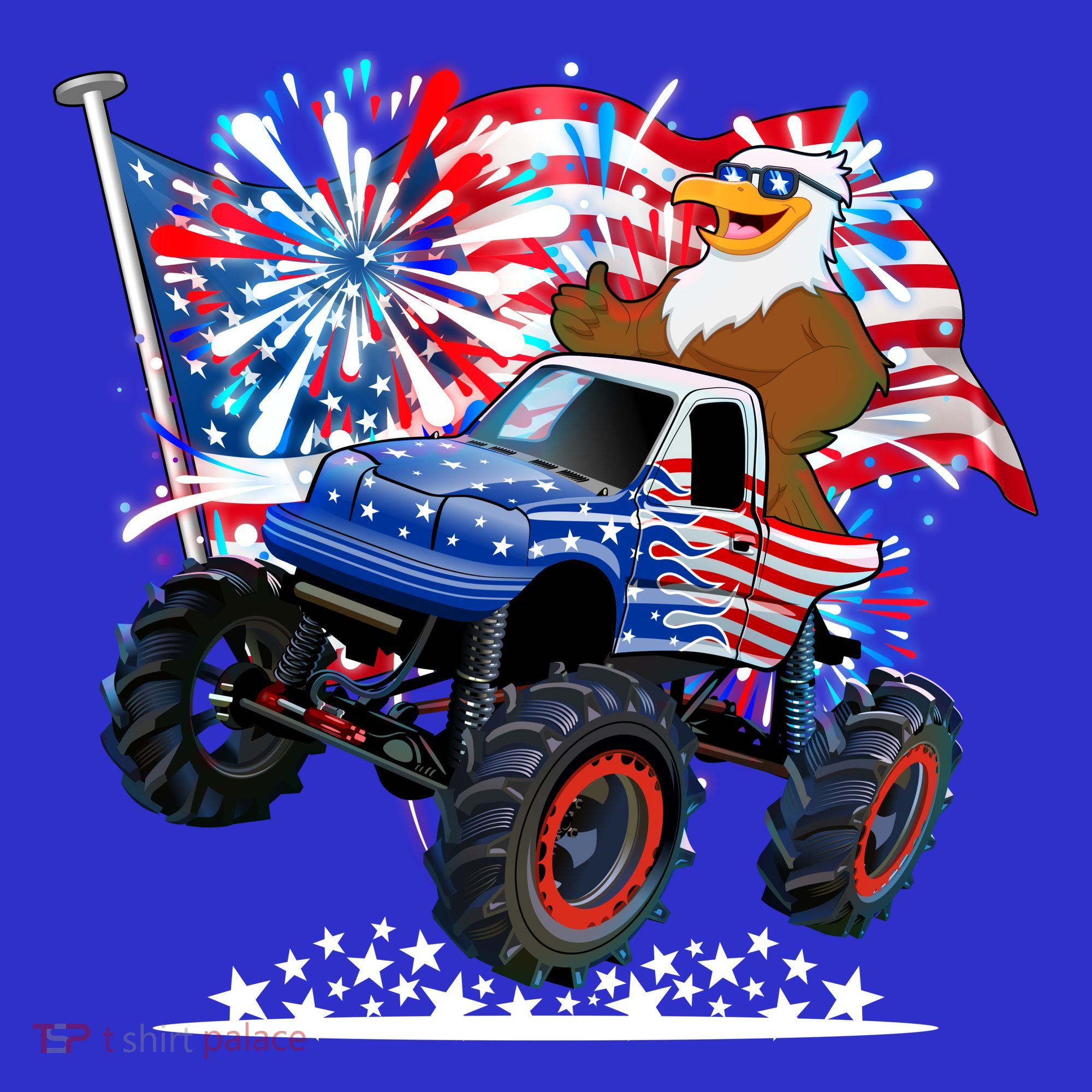 Funny 4th Of July Patriotic American Flag Monster Truck Eagle Women's Tank Top