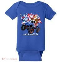 Funny 4th Of July Patriotic American Flag Monster Truck Eagle Baby Bodysuit thumb 0