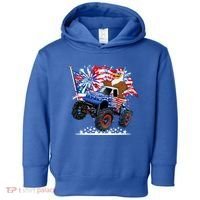 Funny 4th Of July Patriotic American Flag Monster Truck Eagle Toddler Hoodie thumb 0