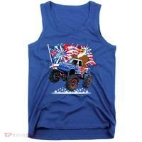 Funny 4th Of July Patriotic American Flag Monster Truck Eagle Tank Top thumb 0