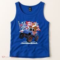 Funny 4th Of July Patriotic American Flag Monster Truck Eagle Tank Top thumb 2