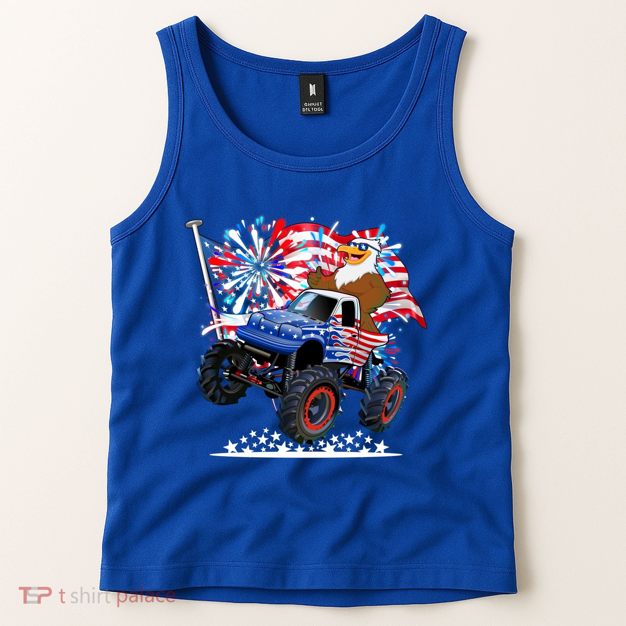 Funny 4th Of July Patriotic American Flag Monster Truck Eagle Tank Top
