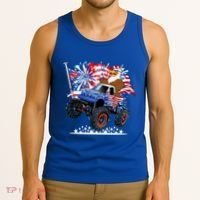 Funny 4th Of July Patriotic American Flag Monster Truck Eagle Tank Top thumb 3