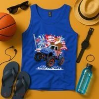 Funny 4th Of July Patriotic American Flag Monster Truck Eagle Tank Top thumb 4