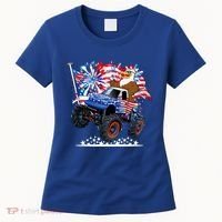 Funny 4th Of July Patriotic American Flag Monster Truck Eagle Women's T-Shirt thumb 0