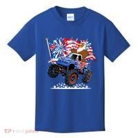 Funny 4th Of July Patriotic American Flag Monster Truck Eagle Kids T-Shirt thumb 0
