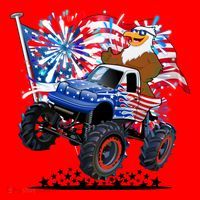 Funny 4th Of July Patriotic American Flag Monster Truck Eagle Santa Hat thumb 1