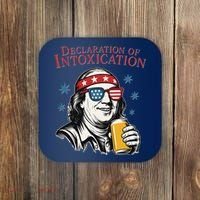 Funny 4th Of July Ben Franklin Declaration Of Intoxication Coaster thumb 0