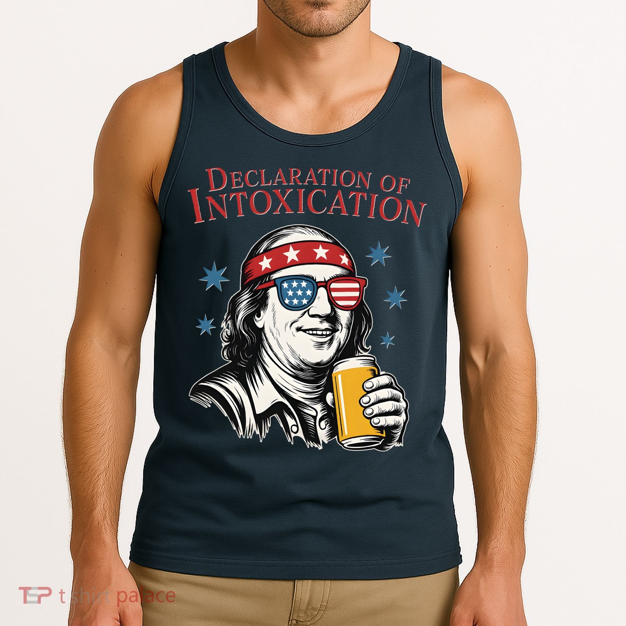 Funny 4th Of July Ben Franklin Declaration Of Intoxication Tank Top