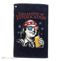 Funny 4th Of July Ben Franklin Declaration Of Intoxication Golf Towel thumb 0