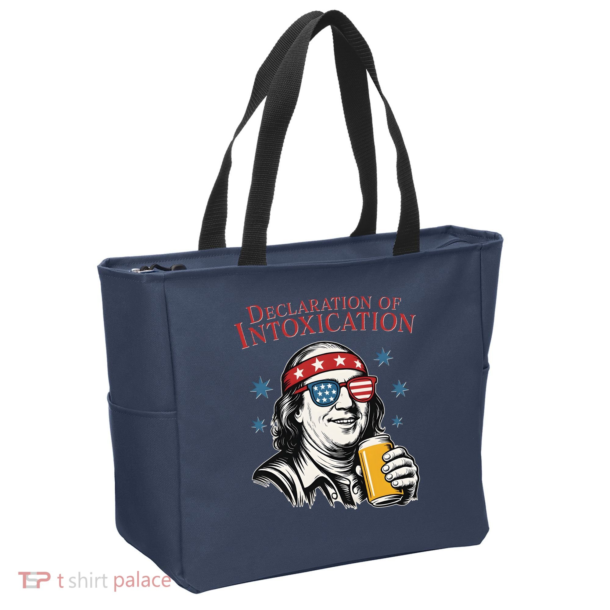 Funny 4th Of July Ben Franklin Declaration Of Intoxication Tote Bag