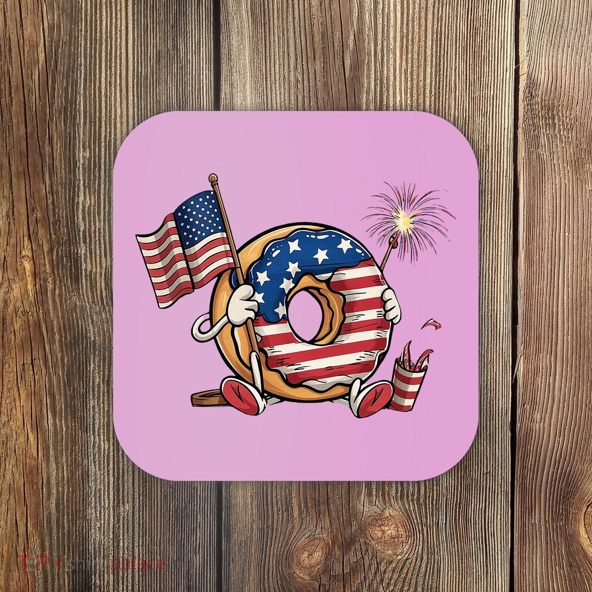 Funny 4th Of July Independence Donut Touch My Freedom Coaster