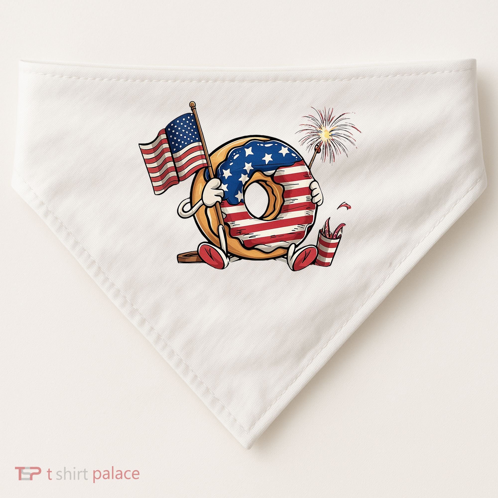 Funny 4th Of July Independence Donut Touch My Freedom USA-Made Doggie Bandana
